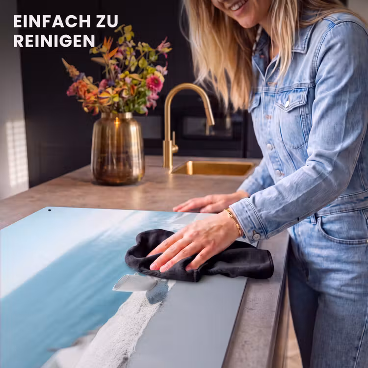 2-in-1 Herdabdeckplatte & Spritzschutz - Meer - Kaffeetassen - Sommerlich - Zee - Koffiekopjes - Zomers Inductie beschemer met haakjes klein
