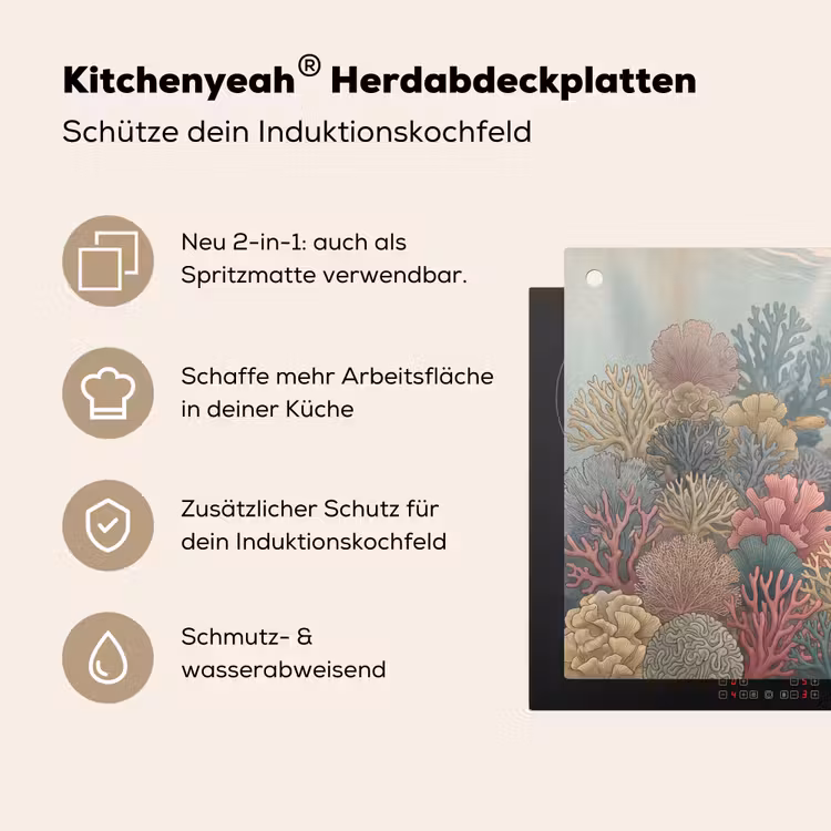Zee - Koraal - Vis - Natuur - Kleurrijk Inductie beschemer met haakjes klein -ky-usp-de