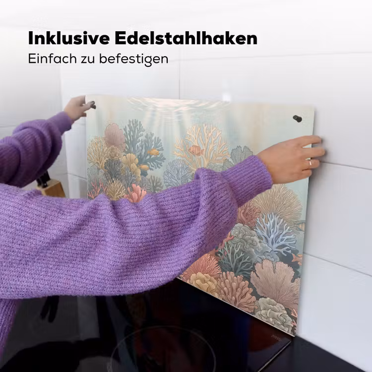 Zee - Koraal - Vis - Natuur - Kleurrijk Inductie beschemer met haakjes klein -ky-ophangen-de