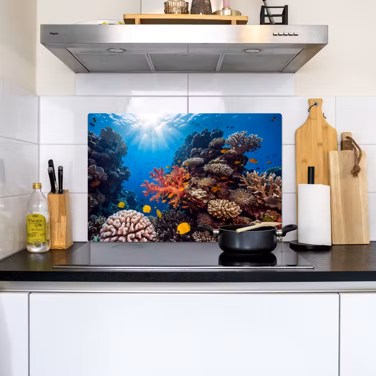 Zee - Koraalrif - Natuur - Levendig - Blauw Inductie beschemer met haakjes klein -sfeer2
