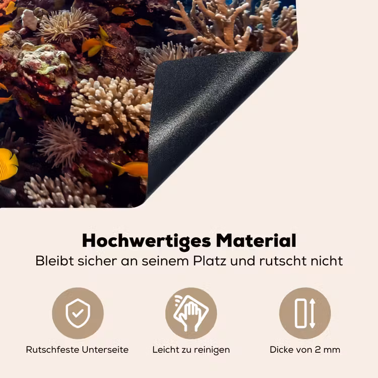 Zee - Koraalrif - Natuur - Levendig - Blauw Inductie beschemer met haakjes klein -ky-onderkant-de