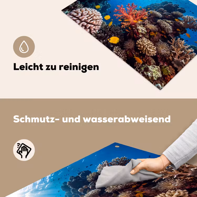 Zee - Koraalrif - Natuur - Levendig - Blauw Inductie beschemer met haakjes klein -ky-schoon-de