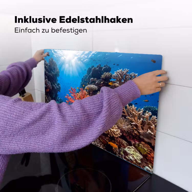 Zee - Koraalrif - Natuur - Levendig - Blauw Inductie beschemer met haakjes klein -ky-ophangen-de