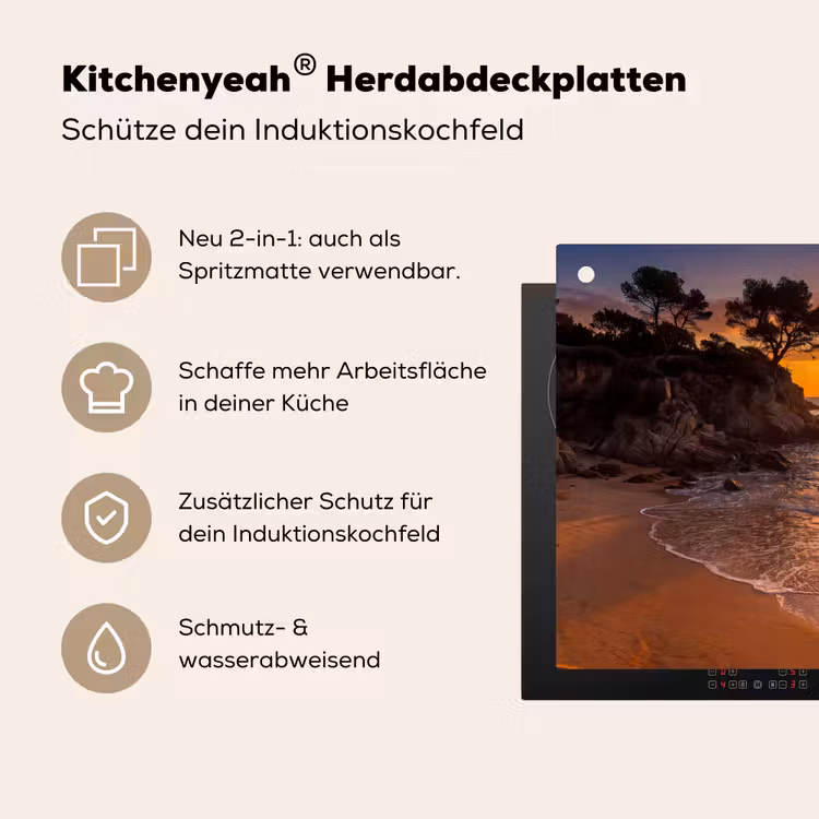 Zee - Kust - Zonsondergang - Natuur - Oranje Inductie beschemer met haakjes klein -ky-usp-de