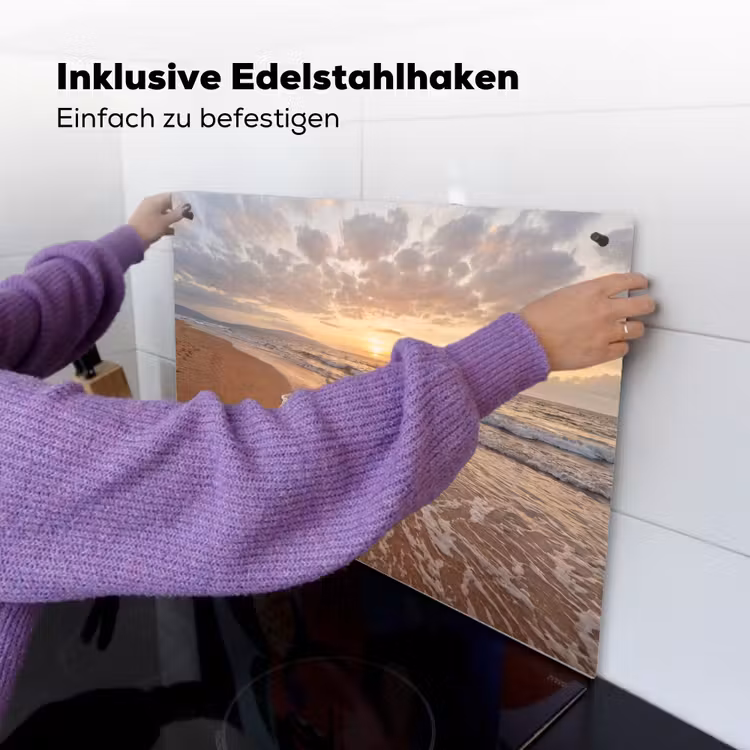Zee - Kustlijn - Wolken - Landschap - Oranje Inductie beschemer met haakjes klein -ky-ophangen-de