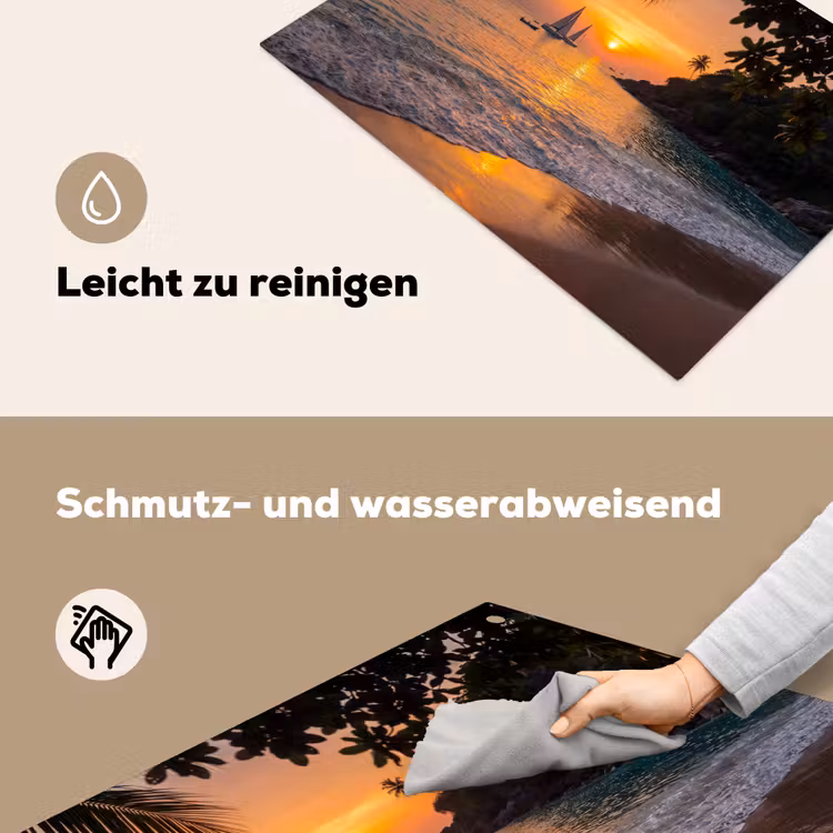 Zee - Zonsondergang - Boot - Natuur - Oranje Inductie beschemer met haakjes klein -ky-schoon-de