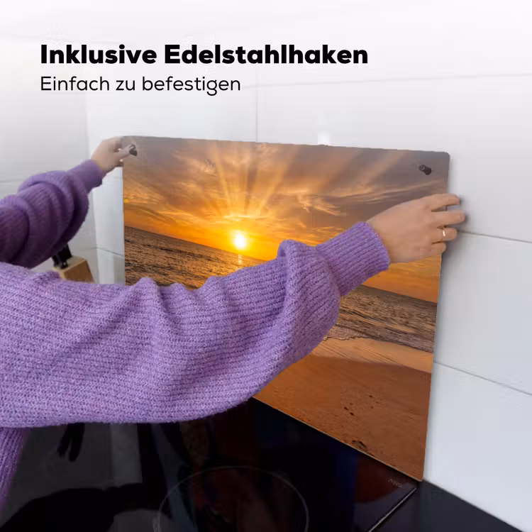 Zee - Zonsondergang - Golven - Kust - Oranje Inductie beschemer met haakjes klein -ky-ophangen-de