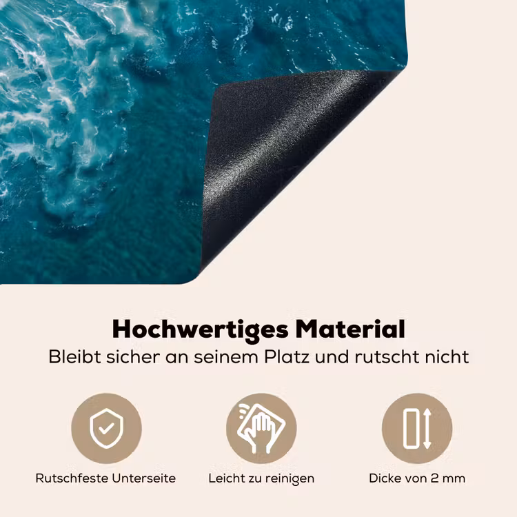 Zee - Strand - Golven - Natuur - Blauw Inductie beschemer met haakjes klein -ky-onderkant-de