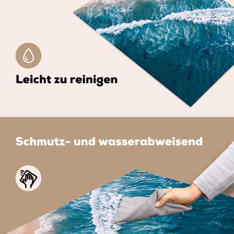 Zee - Strand - Golven - Natuur - Blauw Inductie beschemer met haakjes klein -ky-schoon-de