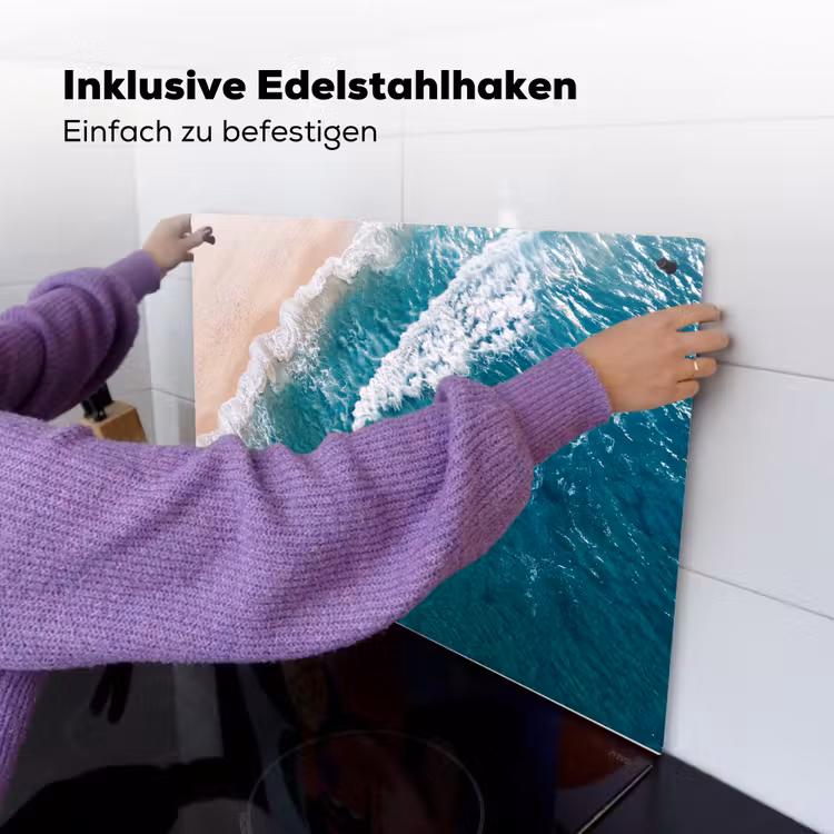 Zee - Strand - Golven - Natuur - Blauw Inductie beschemer met haakjes klein -ky-ophangen-de