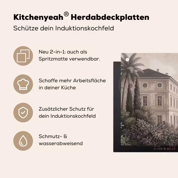 Zee - Villa - Beige Inductie beschemer met haakjes klein -ky-usp-de