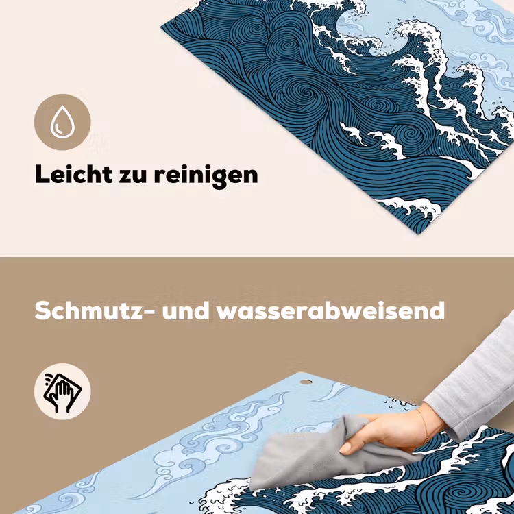 Zee - Golven - Japans - Natuur - Blauw Inductie beschemer met haakjes klein -ky-schoon-de