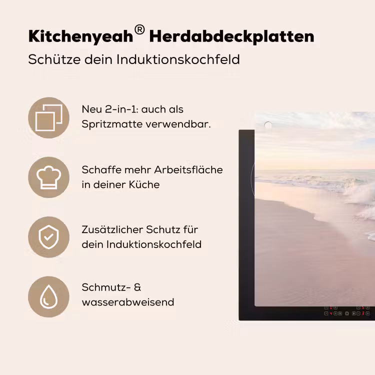 Zee - Golven - Strand - Natuur - Wit Inductie beschemer met haakjes klein -ky-usp-de