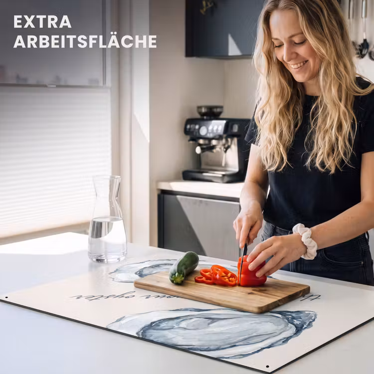 Zeeleven - Oester - Aquarel - Minimalistisch - Blauw Inductie beschemer met haakjes klein -ky-usp-de