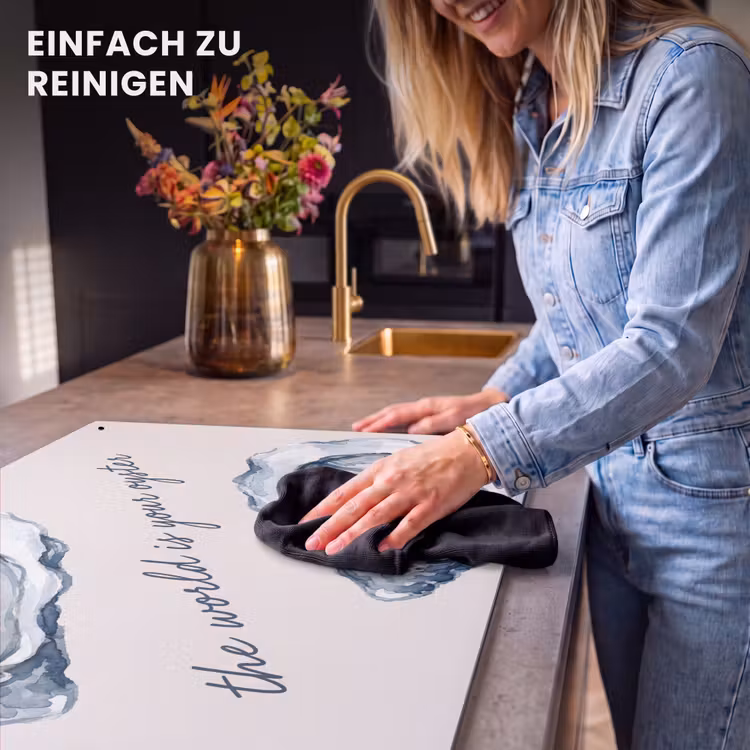 Zeeleven - Oester - Aquarel - Minimalistisch - Blauw Inductie beschemer met haakjes klein -ky-schoon-de