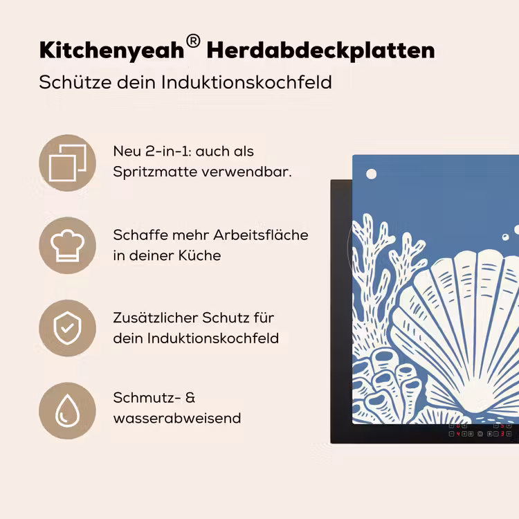Zeeleven - Koraal - Schelp - Vis - Illustratie - Onderwater Inductie beschemer met haakjes klein -ky-usp-de