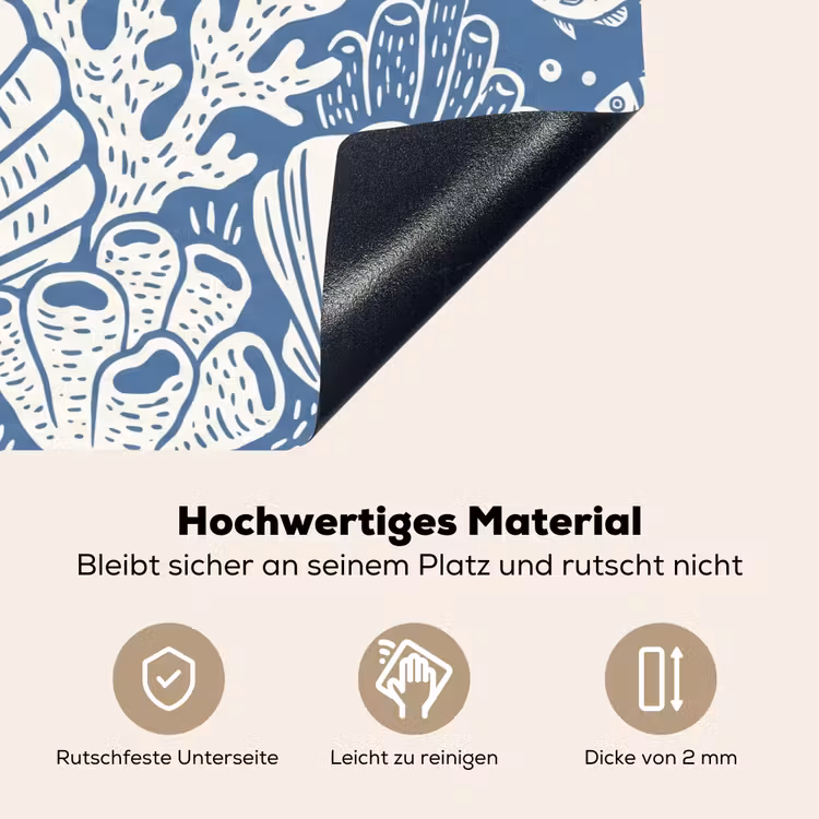 Zeeleven - Koraal - Schelp - Vis - Illustratie - Onderwater Inductie beschemer met haakjes klein -ky-onderkant-de