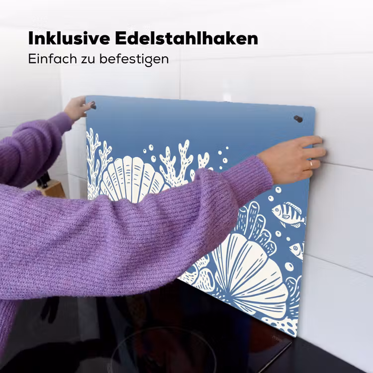 Zeeleven - Koraal - Schelp - Vis - Illustratie - Onderwater Inductie beschemer met haakjes klein -ky-ophangen-de