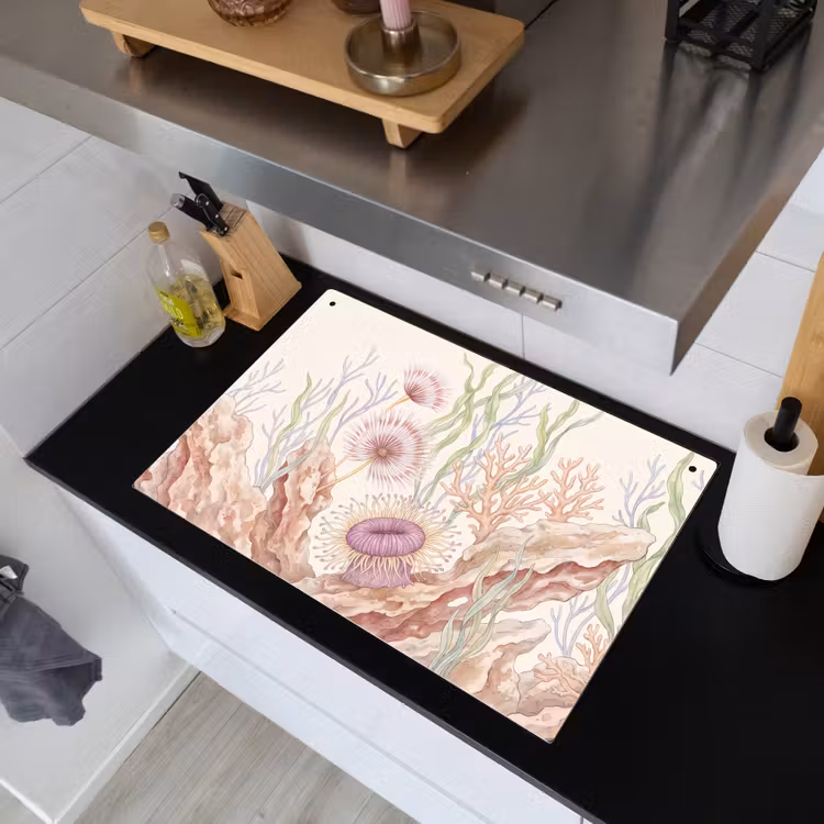 Zeeleven - Koraal - Onderwater - Illustratie - Kleurrijk Inductie beschemer met haakjes klein -sfeer1