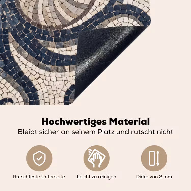 Zeeleven - Mozaïek - Kunst - Vintage - Beige Inductie beschemer met haakjes klein -ky-onderkant-de