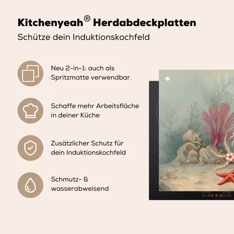 Zeeleven - Kwal - Onderwater - Illustratie - Beige Inductie beschemer met haakjes klein -ky-usp-de