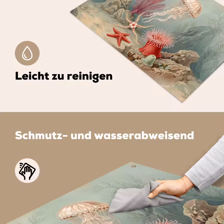 Zeeleven - Kwal - Onderwater - Illustratie - Beige Inductie beschemer met haakjes klein -ky-schoon-de