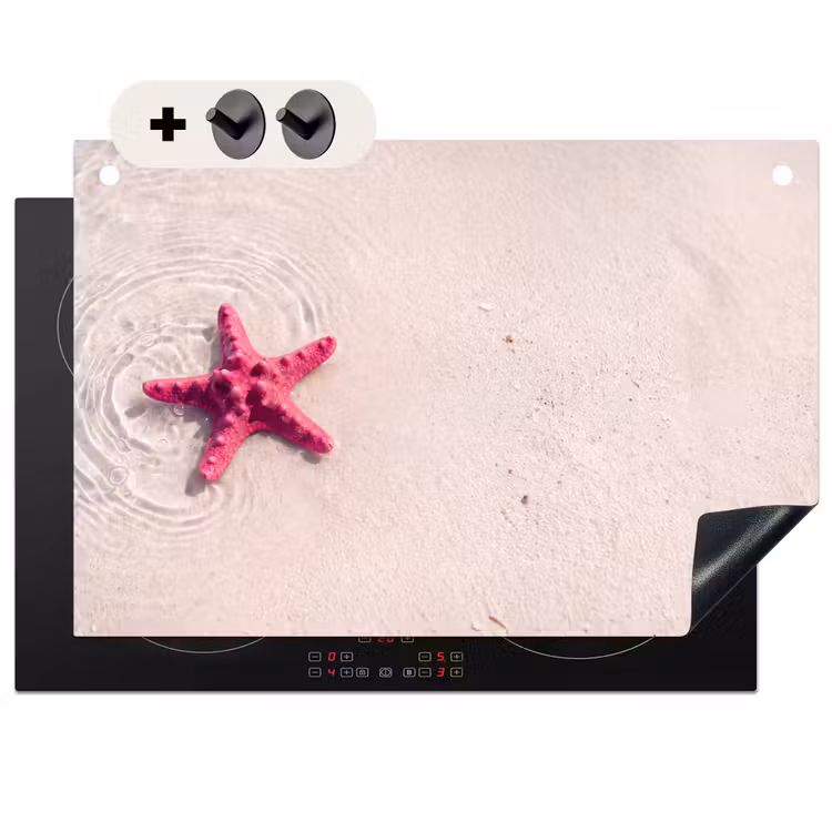 Zeeleven - Zeester - Strand - Roze - Water Inductie beschemer met haakjes klein -3d
