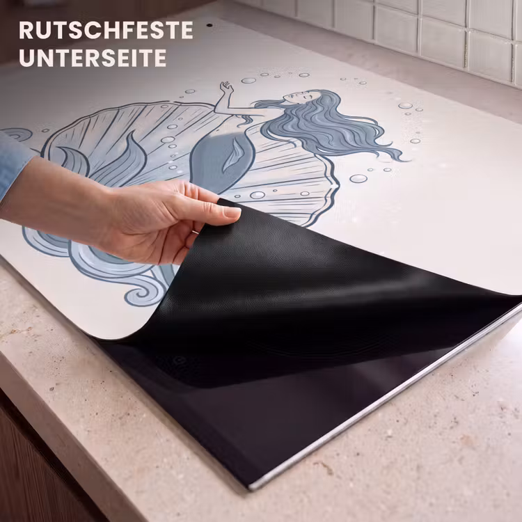 Zeemeermin - Schelp - Zee - Fantasie - Blauw Inductie beschemer met haakjes klein -ky-onderkant-de