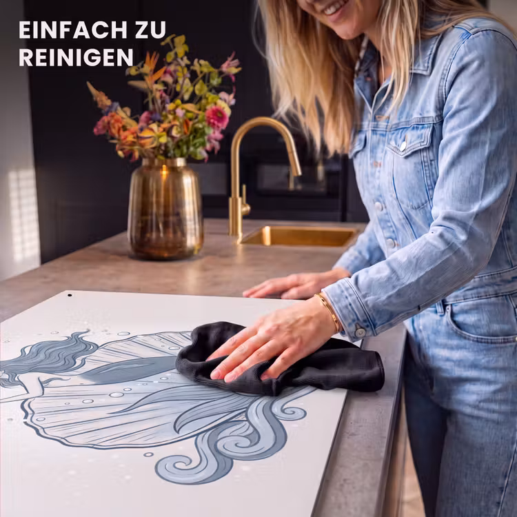 Zeemeermin - Schelp - Zee - Fantasie - Blauw Inductie beschemer met haakjes klein -ky-schoon-de