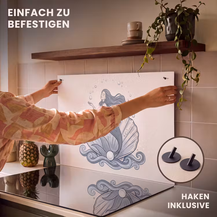 Zeemeermin - Schelp - Zee - Fantasie - Blauw Inductie beschemer met haakjes klein -ky-ophangen-de