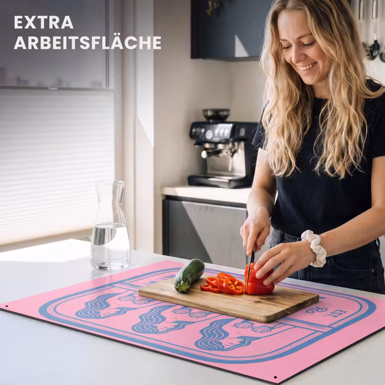 Meermin - Sardineblik - Illustratie - Roze - Retro Inductie beschemer met haakjes klein -ky-usp-de