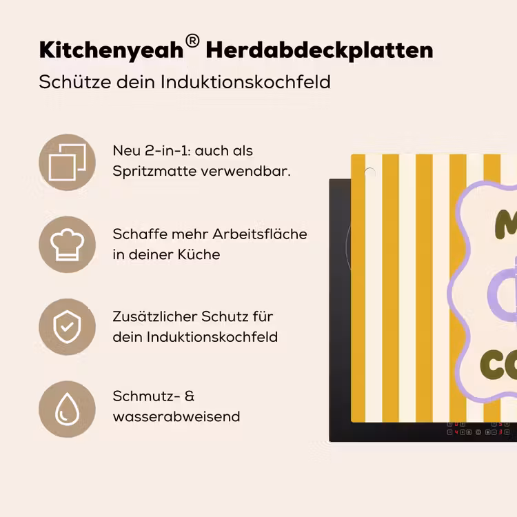 More coffee - Geel - Paars - Strepen - Mok Inductie beschemer met haakjes klein -ky-usp-de