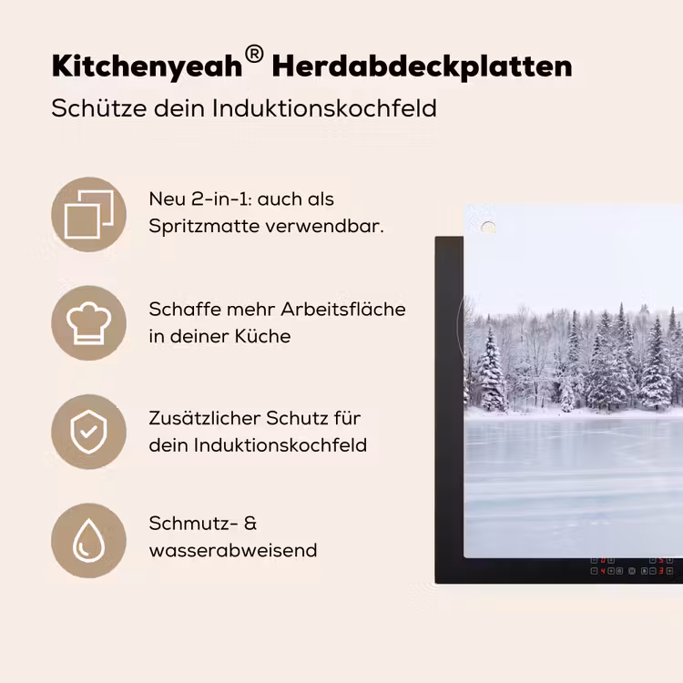 Meer - Dennen - IJs - Winter - Rustgevend Inductie beschemer met haakjes klein -ky-usp-de