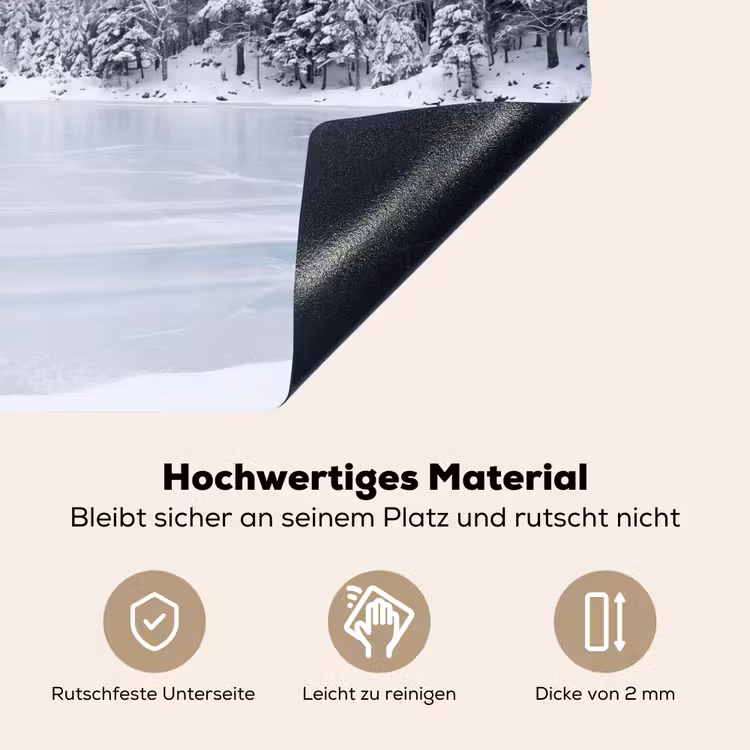 Meer - Dennen - IJs - Winter - Rustgevend Inductie beschemer met haakjes klein -ky-onderkant-de