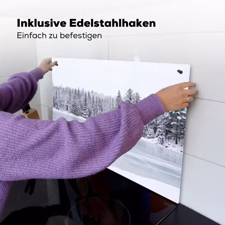 Meer - Dennen - IJs - Winter - Rustgevend Inductie beschemer met haakjes klein -ky-ophangen-de