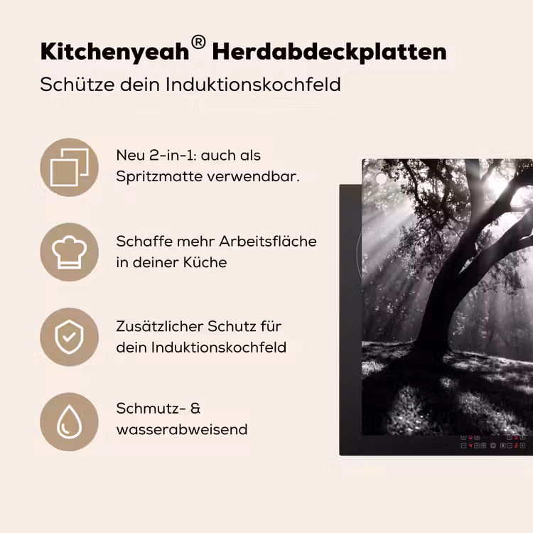 Mens - Hond - Natuur - Zwart-wit - Silhouet Inductie beschemer met haakjes klein -ky-usp-de