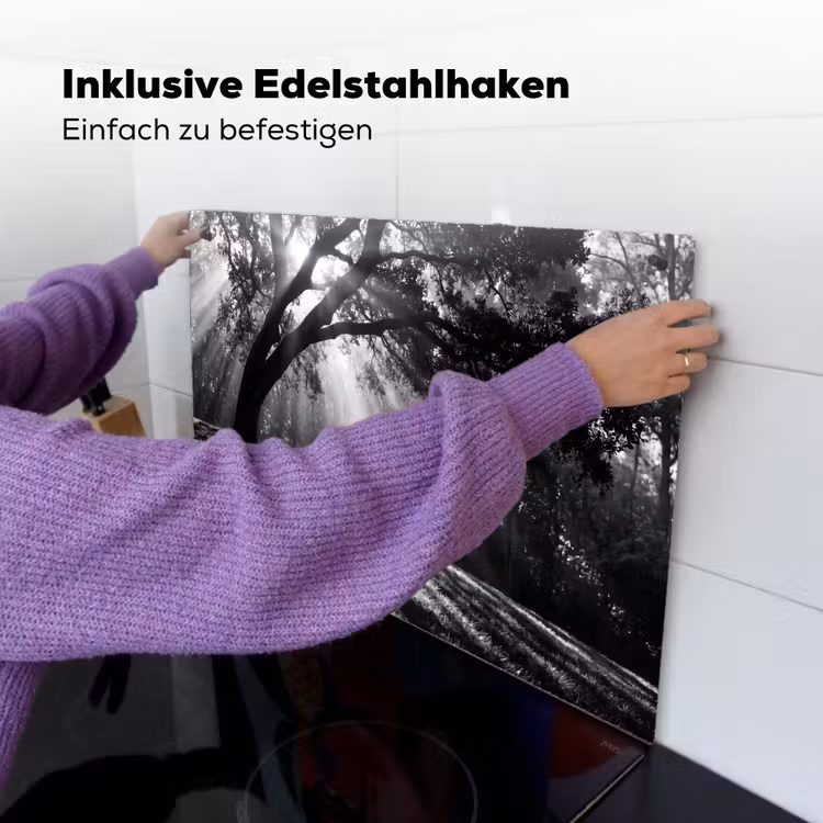 Mens - Hond - Natuur - Zwart-wit - Silhouet Inductie beschemer met haakjes klein -ky-ophangen-de