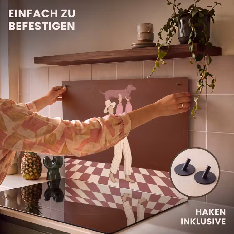 Mens - Hond - Dieren - Abstract - Roze Inductie beschemer met haakjes klein -ky-ophangen-de