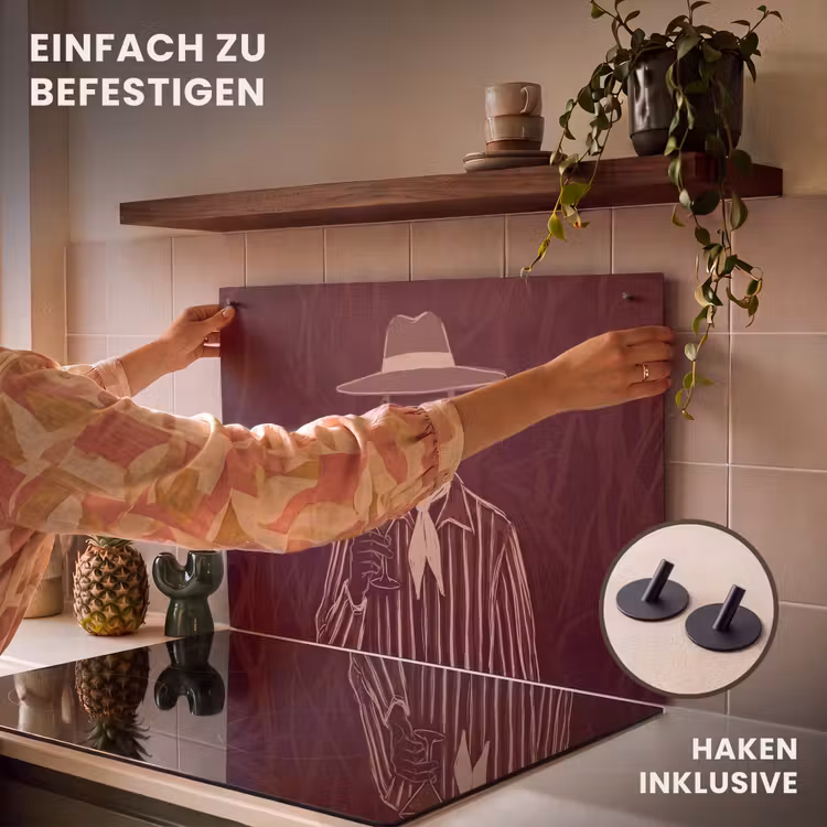 Mens - Hoed - Cocktail - Abstract - Bruin Inductie beschemer met haakjes klein -ky-ophangen-de