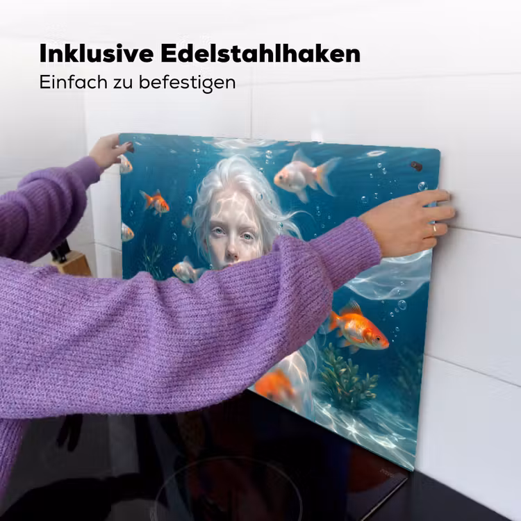 Mens - Onderwater - Vis - Modern - Blauw Inductie beschemer met haakjes klein -ky-ophangen-de