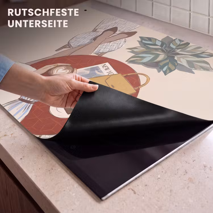 Mensen - Cafe - Koffie - Stadsleven - Modern Inductie beschemer met haakjes klein -ky-onderkant-de