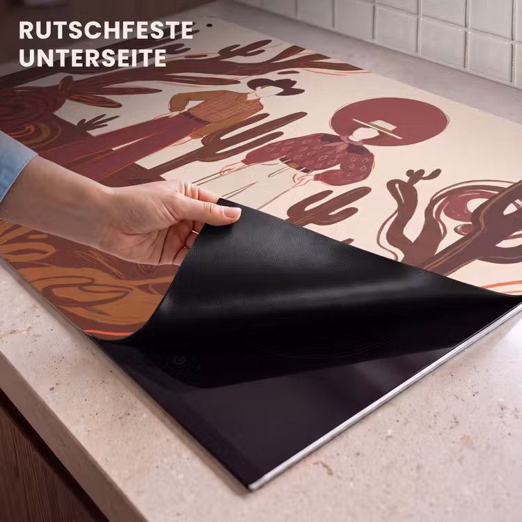 Mensen - Cowboykleding - Westerse stijl - Illustratie - Bruin Inductie beschemer met haakjes klein -ky-onderkant-de