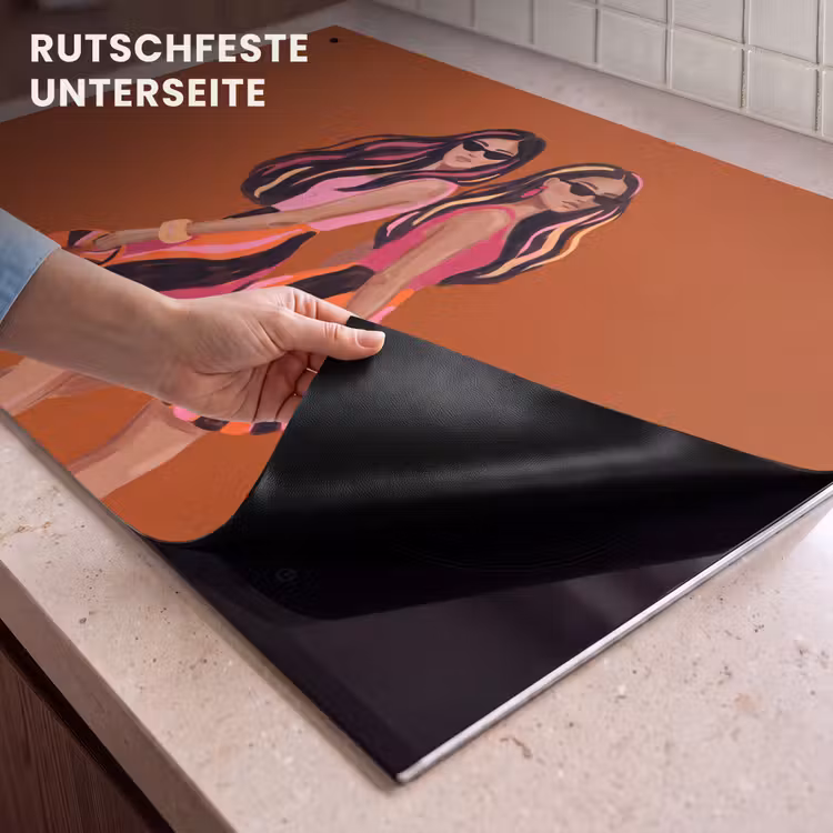 Mensen - Duo - Mode - Illustratie - Kleurrijk Inductie beschemer met haakjes klein -ky-onderkant-de