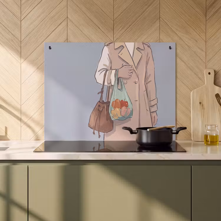Mensen - Boodschappen - Stadsleven - Modern - Kleurrijk Inductie beschemer met haakjes klein -sfeer2