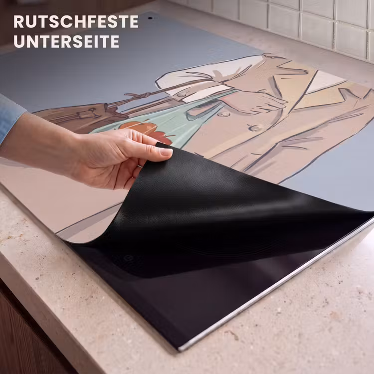 Mensen - Boodschappen - Stadsleven - Modern - Kleurrijk Inductie beschemer met haakjes klein -ky-onderkant-de