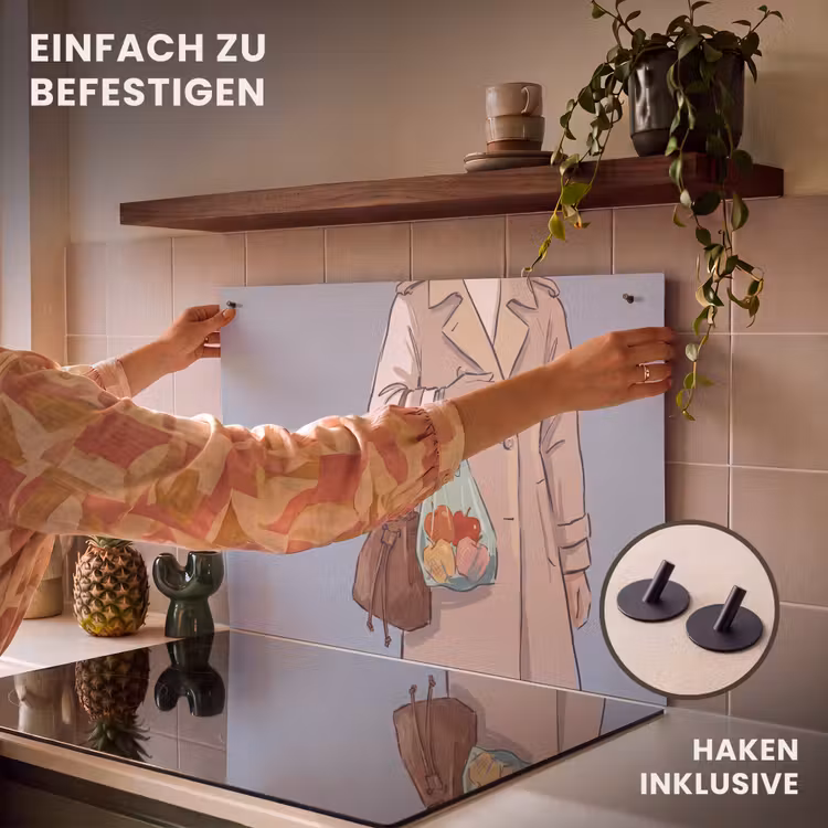 Mensen - Boodschappen - Stadsleven - Modern - Kleurrijk Inductie beschemer met haakjes klein -ky-ophangen-de