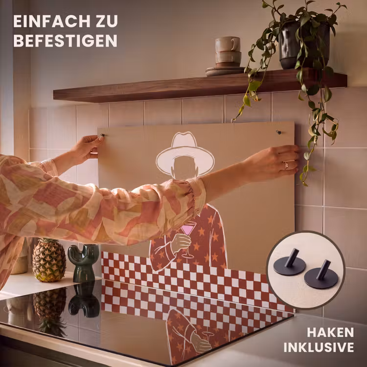Mensen - Hoed - Cocktail - Abstract - Modern Inductie beschemer met haakjes klein -ky-ophangen-de