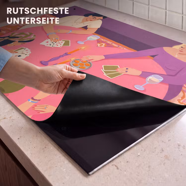 Mensen - Kaartspel - Interieur - Modern - Kleurrijk Inductie beschemer met haakjes klein -ky-onderkant-de