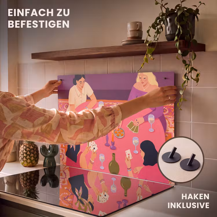 Mensen - Kaartspel - Interieur - Modern - Kleurrijk Inductie beschemer met haakjes klein -ky-ophangen-de