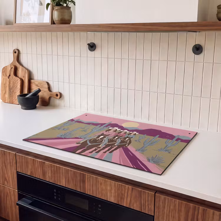 Mensen - Paard - Woestijn - Abstract - Roze Inductie beschemer met haakjes klein -sfeer1